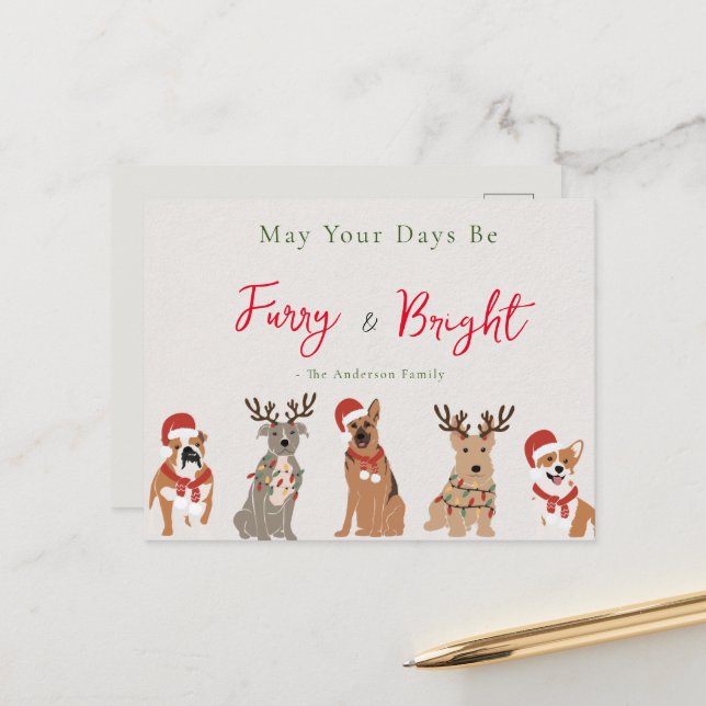 Furcht & helle Weihnachtshunde Weihnachten Weihnac Postkarte (Vorderseite/Rückseite Beispiel)
