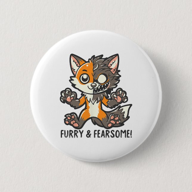 Furcht und Angst Halloween Werewolf Fox Button (Vorderseite)