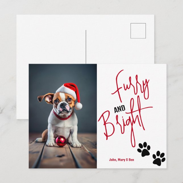 Furcht und Helle Haustiere Foto Weihnachten Rot Postkarte (Vorne/Hinten)