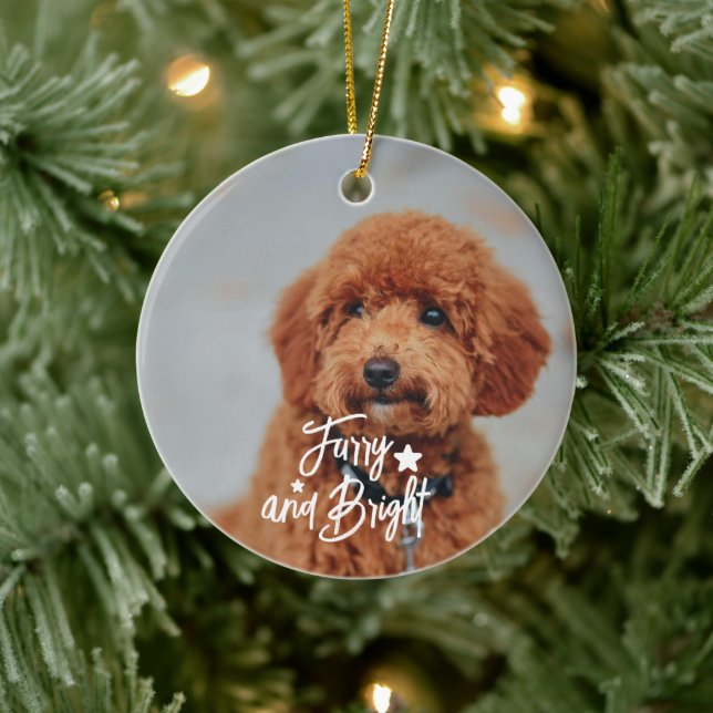 Furcht und Hund oder Katzen Foto Personalisiert Keramik Ornament (Baum)
