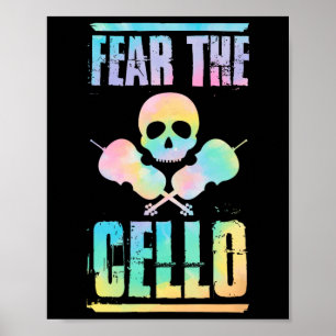 Furcht vor dem Cello Skull Halloween Style Cello S Poster