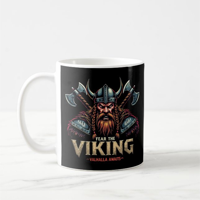 Furcht vor dem Wikinger Krieger Valhalla erwartet Kaffeetasse (Links)