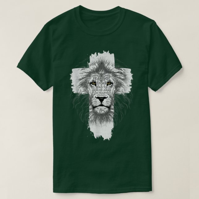 Furcht vor Jesus hat der Löwe von Juda triumphiert T-Shirt (Design vorne)