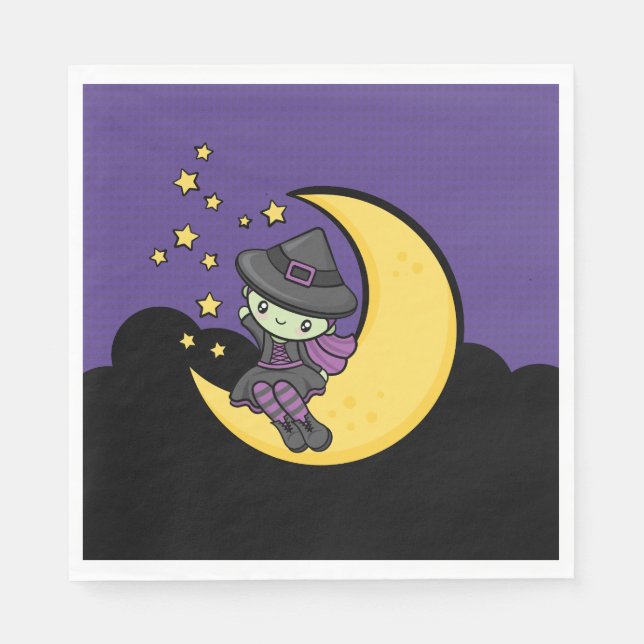 Furchtbar Niedliche Halloween-Hexe Serviette (Vorderseite)