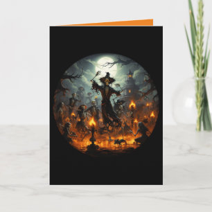 Furchtbare Skeleton Hexen Party Halloween Karte