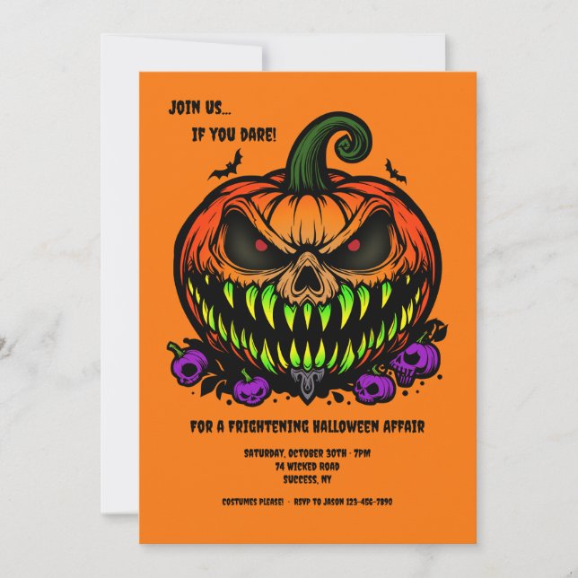 Furchtbares Jack-O-Lantern-Halloween Einladung (Vorderseite)