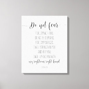 Fürchte nicht, dass ich bei dir bin, Isaiah 41:10 Leinwanddruck