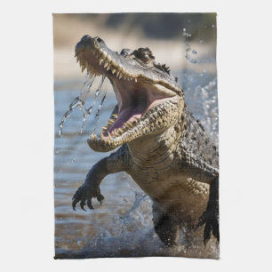 Furchteinflössende Kiefer: Australisches Krokodil  Geschirrtuch