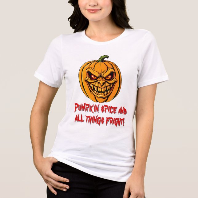 Furchteinflößende Kürbisgefecht - Beängstigende Ha Tri-Blend Shirt (Vorderseite)