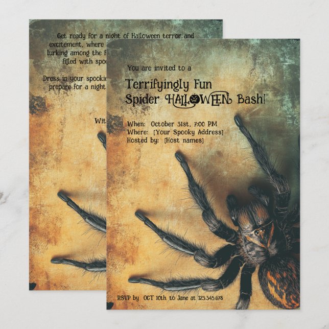 🕷️ fürchterlich Spaß Spider HALLOWEEN Bash Einladung (Vorne/Hinten)