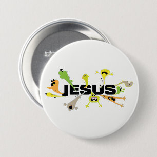 Furchterregender Jesus (schwarz) Button
