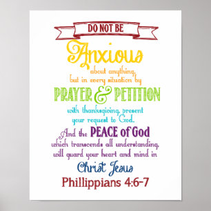 Fürchtet euch um nichts Philippinen 4:6-7 Poster