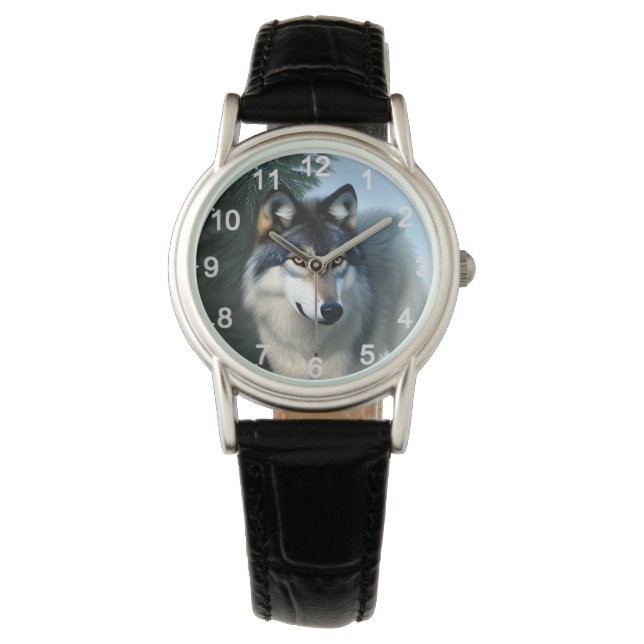 Furchtlos der arktische Wolf, Armbanduhr (Vorderseite)