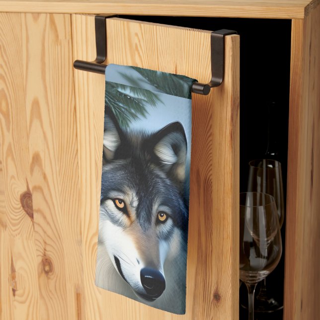 Furchtlos der arktische Wolf, Dickhandtuch Geschirrtuch (Drittel gefaltet)