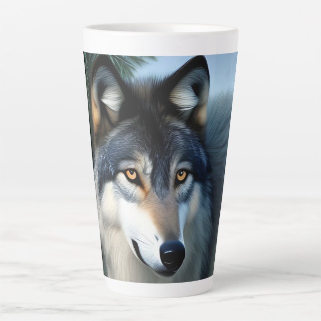 Furchtlos der arktische Wolf, Latte Tasse (Vorderseite)