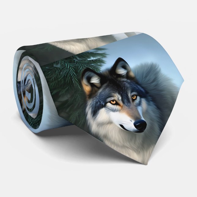 Furchtlos der arktische Wolf, Neck Tie Krawatte (Gerollt)