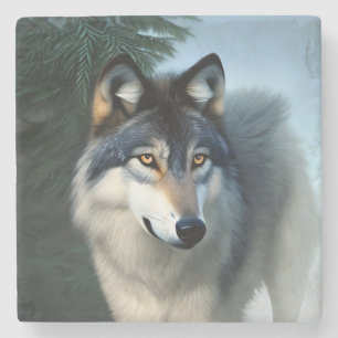 Furchtlos der arktische Wolf, Stone Untersetzer