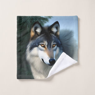 Furchtlos der arktische Wolf, waschendes Tuch