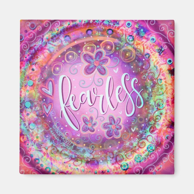 Furchtlos rosa Floral Inspiration Whimsy Hübsch Magnet (Vorne)