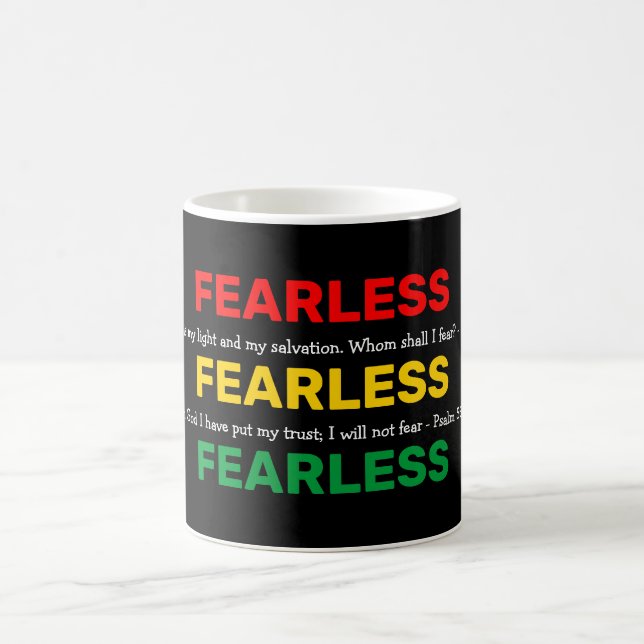 Furchtlose Psalmen Inspirationsrot-Gelb-Grün Kaffeetasse (Mittel)