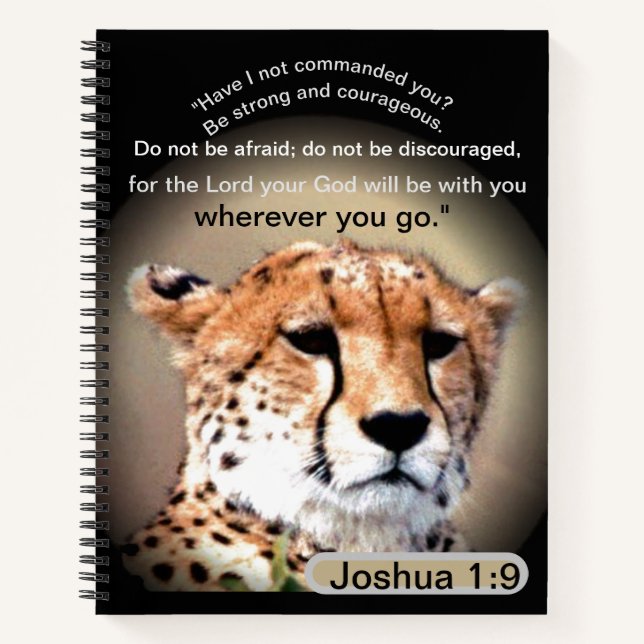 Furchtlose Reise: Cheetah Tear Marks Joshua 1:9 Notizbuch (Vorderseite)