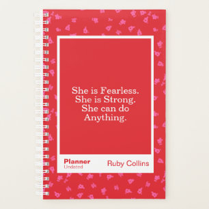 Furchtlose rote florale Motivationszitate Planer
