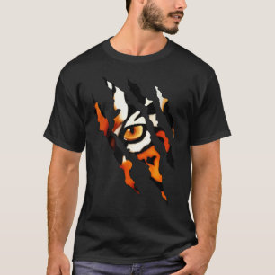 Furchtlose Tigerkatze Augen Klauen Silhouette T-Shirt
