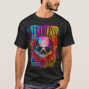 Furchtloser Flammender Totenkopf Neon Graffiti Mot T-Shirt