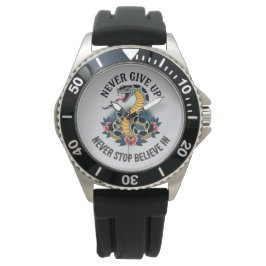 Furchtloser Geist: Kühne Schlange und Rose Kunstwe Armbanduhr