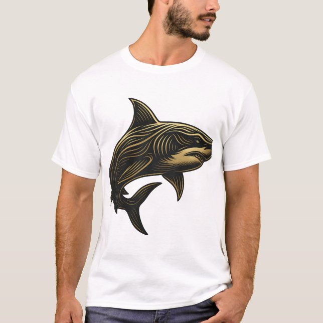 Furchtloser Hai - Tauchen in den Power T-Shirt (Vorderseite)