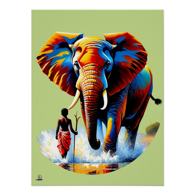 Furchtloser Junge trifft Elefantenbullen Poster (Vorderseite)