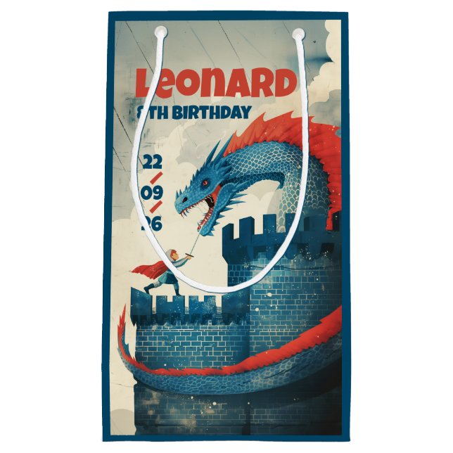 Furchtloser Ritter und Drache Kleine Geschenktüte (Vorderseite)