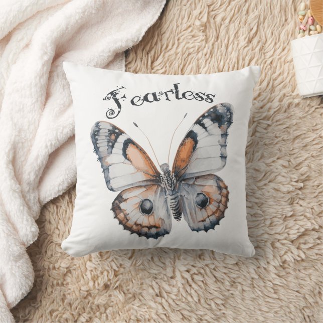 Furchtloses Butterfly-Aquarellbild, Angst Kissen (Decke)