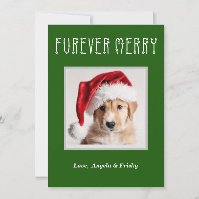 Furever Frohe Personalisierte Weihnachtskarte Feiertagskarte (Vorderseite)