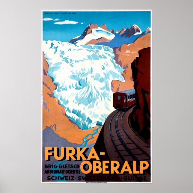 FURKA-OBERALP Schmaler Bergsee-Zauber Schweiz Poster (Vorne)