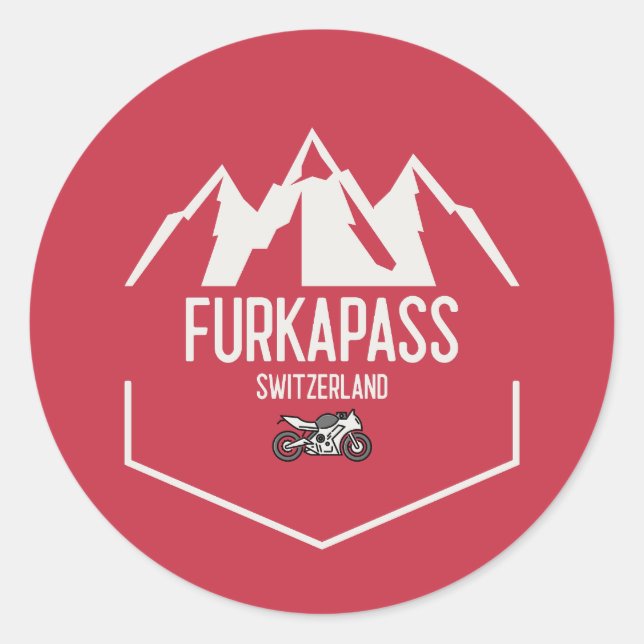 Furka Pass Schweiz Runder Aufkleber (Vorderseite)