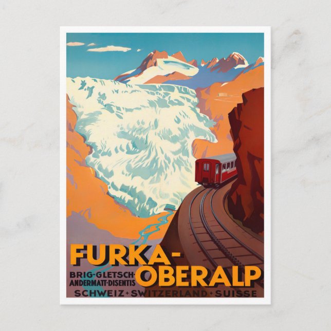 Furka Pass Schweiz Vintage Reise Postkarte (Vorderseite)