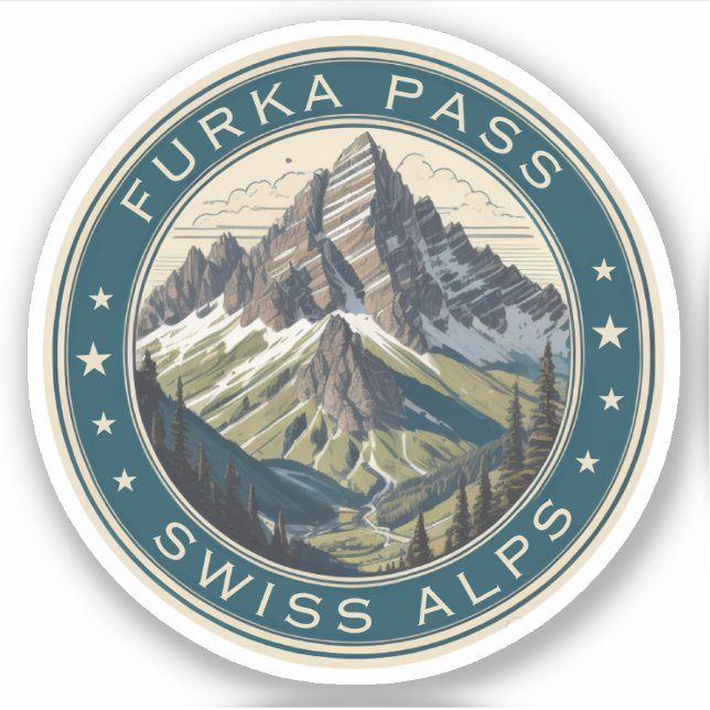 Furka Pass Wanderungen schweizer Bergstrasse Aufkleber (Vorderseite)