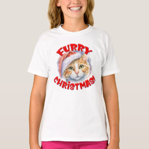 Furore Weihnachts-Weihnachtsmannmütze Katze Zeichn T-Shirt