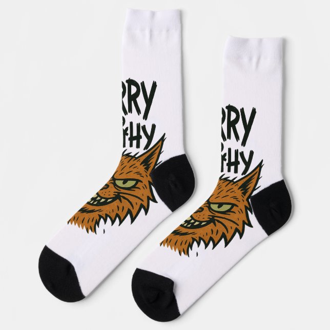 "Furry and Filthy" Sassy Cat Socks Socken (Linkes Detail)