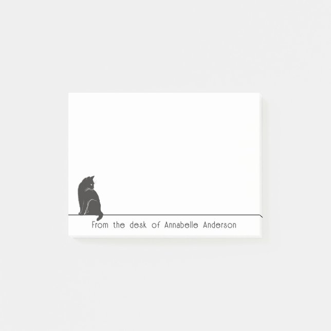 Furry Black Cat Personalize Notes Post-it Klebezettel (Vorderseite)