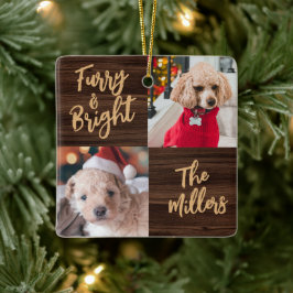 Furry & Bright Hund 2 Foto Rustikale Weihnachten Keramikornament