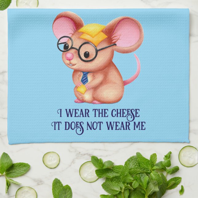 Furry Cheese Man Business Mouse Tie Glasses Nerdy Geschirrtuch (Gefaltet)
