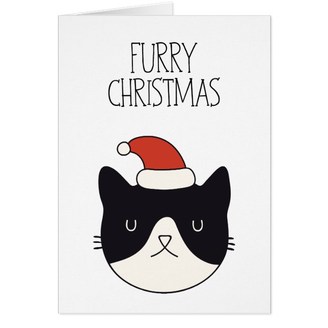 "Furry Christmas" Cat Lover's Weihnachtskarte (Vorne)