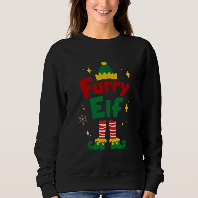 Furry Elf Pet Family Christmas Design Sweatshirt (Vorderseite)