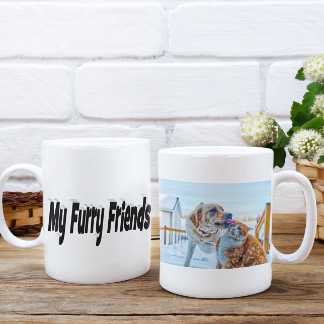 Furry Friends Cat and Dog Foto Kaffeetasse (Von Creator hochgeladen)