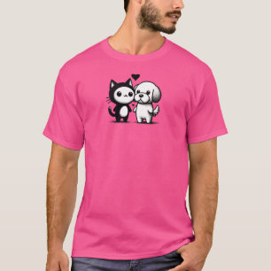 Furry Friends Forever - Cat and Dog Liebe TSQ T-Shirt