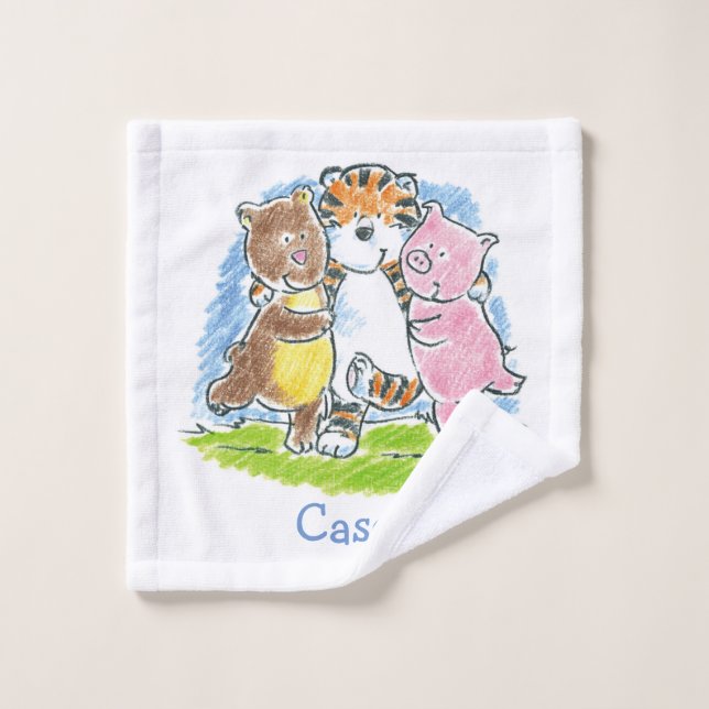 Furry Friends Trio Kids waschen Tuch (Waschlappen)