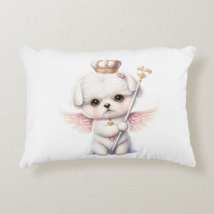 Furry Joy: Angel Wing Maltese Dog Welppy Gift Dekokissen