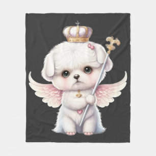 Furry Joy: Angel Wing Maltese Dog Welppy Gift Fleecedecke